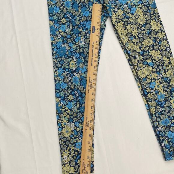 Free People Loose Control Wrap Leggings Floral Large Daisy Blue Green Yellow GUC - Picture 6 of 13